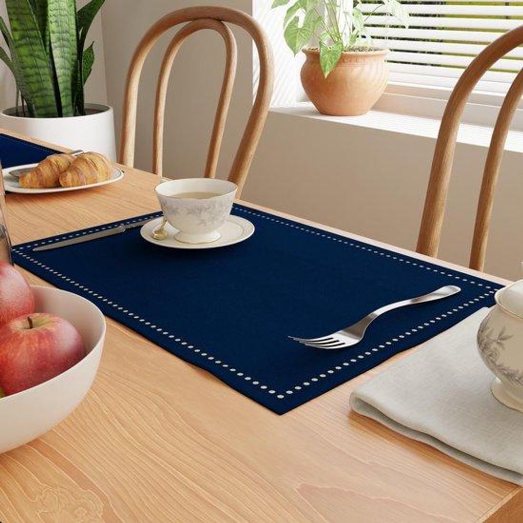 Ibenzoa 4er-Set Platzsets aus 100% Baumwolle – rechteckig 48 x 32 cm, mercerisiert & gefärbt, Hohlsaum, maschinenwaschbar, pflegeleicht