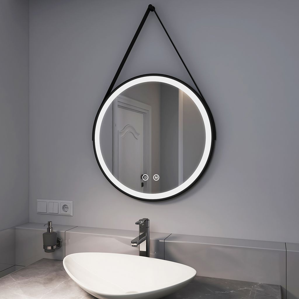 emke led badspiegel rund 60 cm durchmesser led spiegel badezimmerspiegel  mit beleuchtung 3 lichtfarbe 3000-6400k kaltweiß neutral warmweiß dimmbar