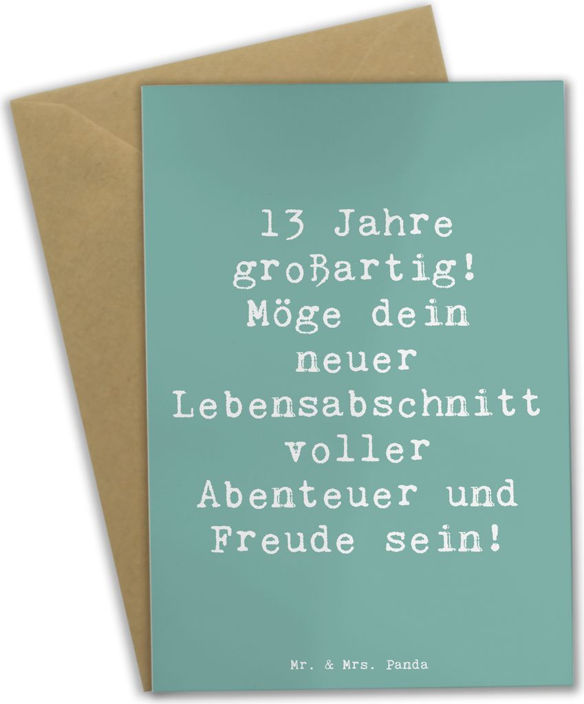 Mr. & Mrs. Panda Grußkarte Spruch 13. Geburtstag Freude - Meeresbrise - Geschenk, vatertagskarte, weihnachtskarten, Meilenstein, einladungskarten,...