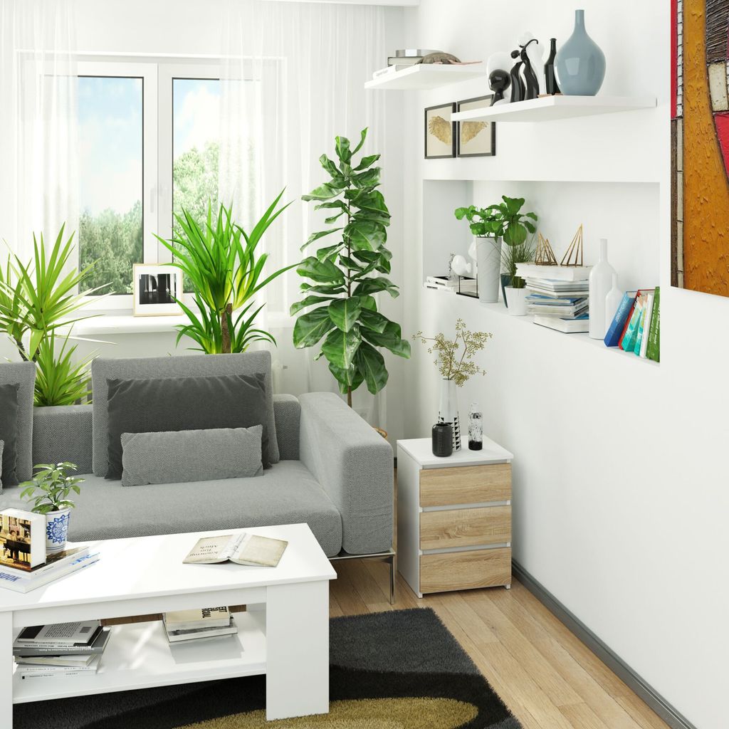 Nachttisch AKORD CL3 Weiß mit 3 Schubladen Front Produktbild 5