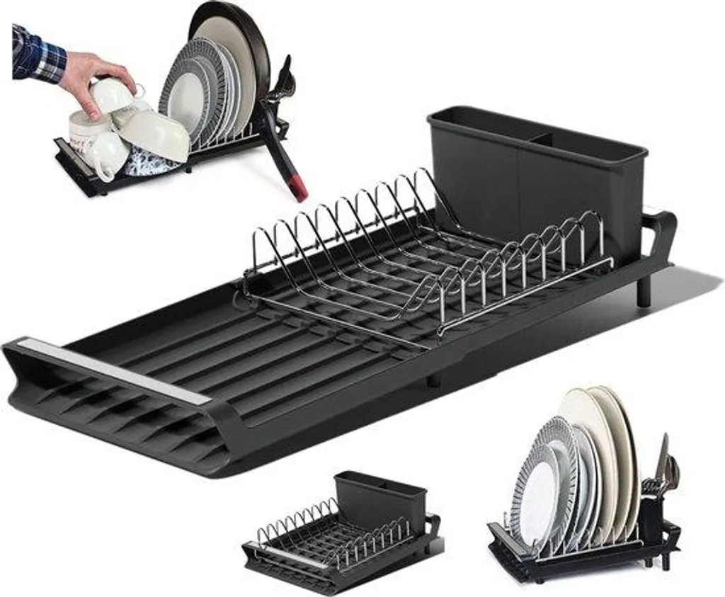 Égouttoir compact inox noir pour optimiser le séchage en appartement