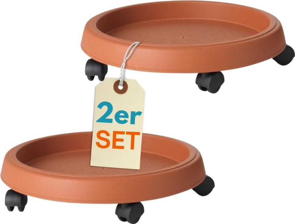 2er Set Pflanzenroller Outdoor Wetterfest Rollbrett Pflanzen Blumentopf Untersetzer mit Rollen Pflanzenroller Rund Blumenroller 35 cm