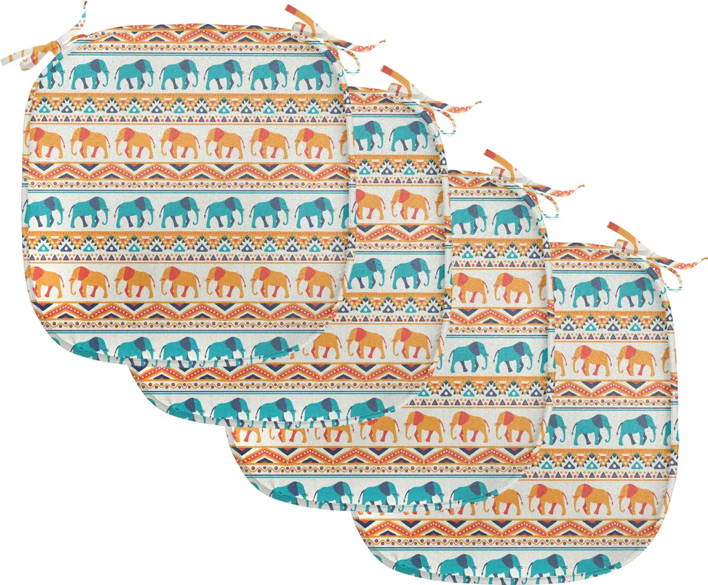 ABAKUHAUS Coussin Chaise Éléphant Géométrique 40x40 cm Lot de 4 Turquoise