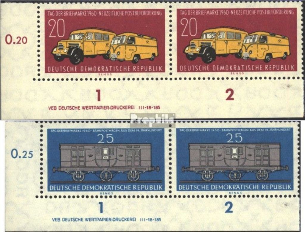 Briefmarken DDR 1960 Mi 789DV-790DV mit Druckvermerk (kompl.Ausg.) gestempelt Tag der Briefmarke