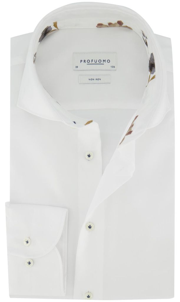 Hemd Profuomo Slim Fit weiß einfarbig bügelfrei