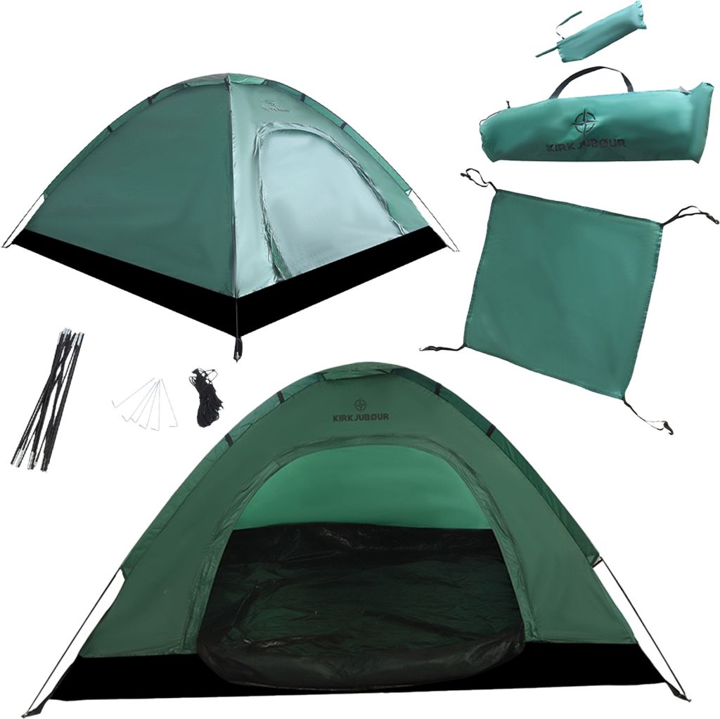 KIRKJUBØUR "Vindr" 2 Personen-Camping-Zelt, wasserdicht, UV-Schutz 50+, leicht & stabil, inkl. Zubehör & Tragetasche, schnell aufbaubar grün |...