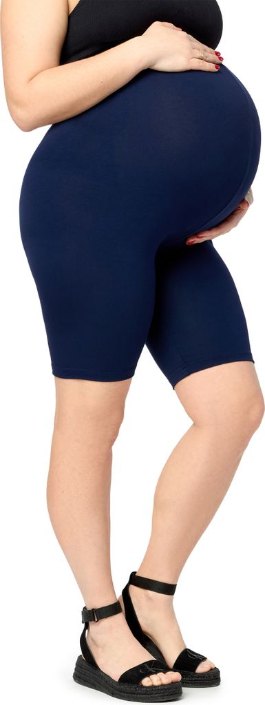 Merry Style Große Größen Damen Kurze Umstandsleggings Schwangerschaftsleggings aus Baumwolle MS10-465 (Marineblau, 3XL)