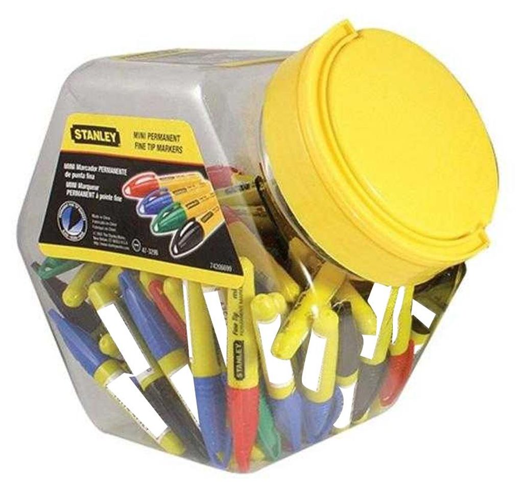 Stanley - Feine Spitze-Permanent-Marker-Stift (72er-Pack) AW2625 (Einheitsgröße) (Gelb/Blau/Rot/Schwarz/Grün)