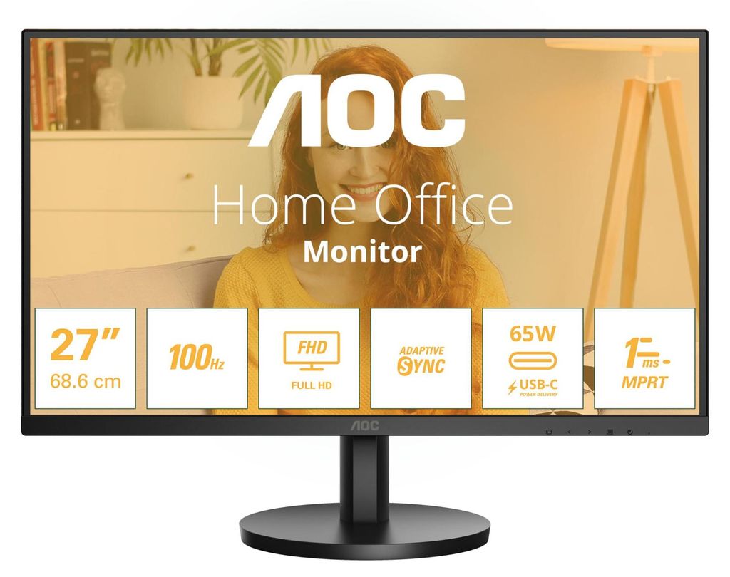 AOC 68,6cm (27")  27B3CA2   16:09 HDMI+USB-C IPS black Obrázek produktu 