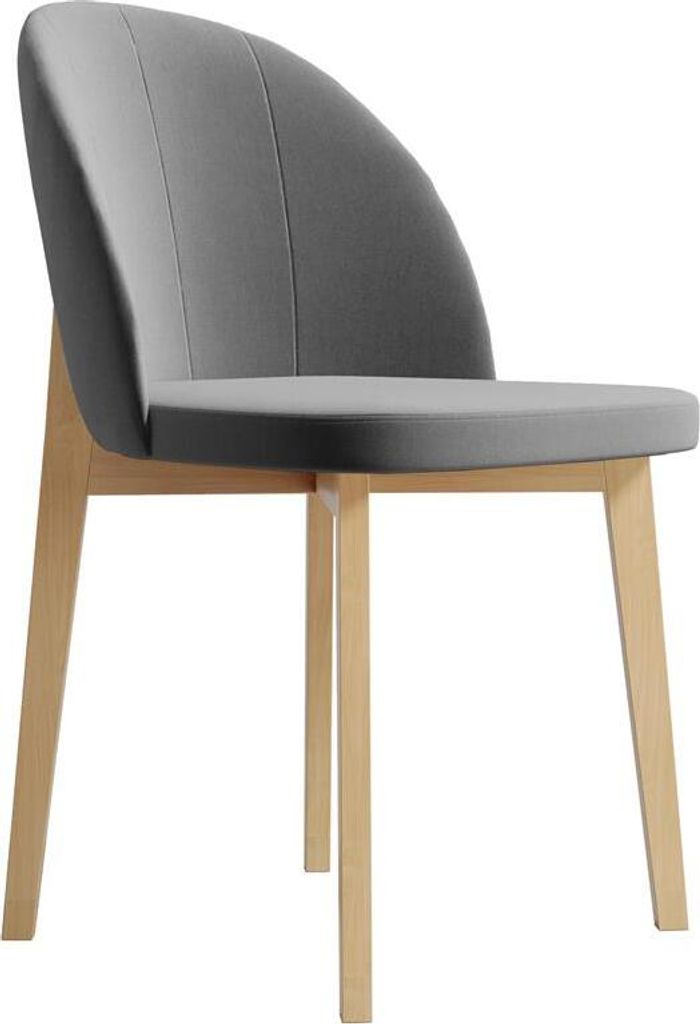Stuhl Luxor II mit Holzbeine, Polsterstuhl im modernes Design für Esszimmer (Stoff: riviera 91 - hellgrau, Beinfarbe: Buche)