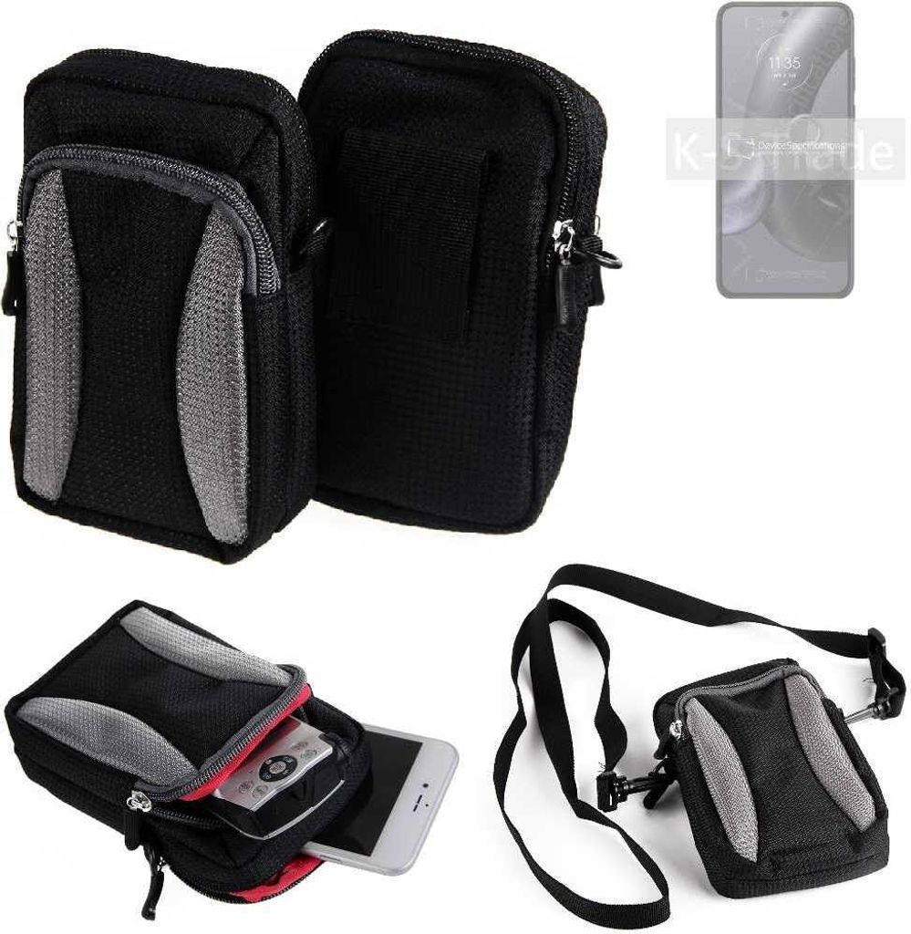 K-S-Trade Holster Schutz Hülle kompatibel mit Motorola Edge 30 Neo Handy Hülle Gürteltasche Umhängetasche mit Zusatzfach schwarz