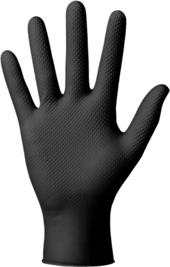MERCATOR GoGrip Guanti Nitrile Neri M 50pz - Grip 3D per Meccanici