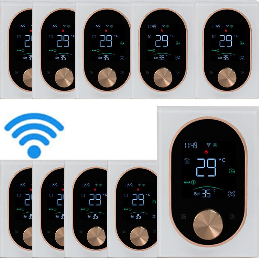 10x Digital WiFi Thermostat Smart Raumthermostat fuer Elektrische Fussbodenheizung mit VA-Touchscreen, einstellbarem Knopf, 5+1+1 Wochenprogrammierung