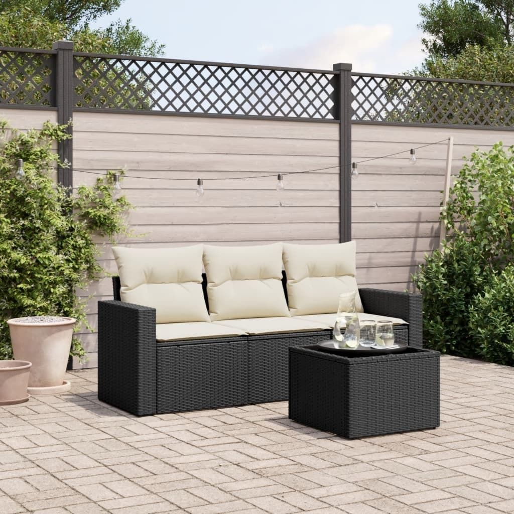 Maison Exclusive - 4-tlg. Garten-Sofagarnitur mit Kissen Schwarz Poly Rattan