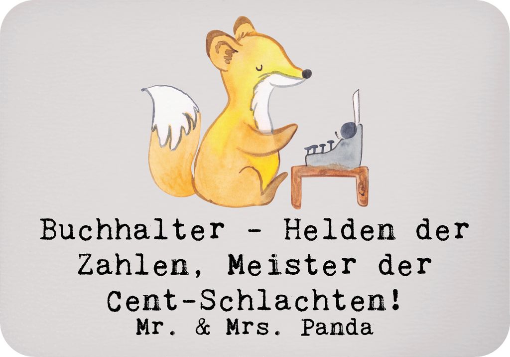 Mr. & Mrs. Panda magnet Buchhalter Helden - Grau Pastell - Geschenk, Berufe, Finanzen, Zahlen, Kühlschrankmagnet, Cent, Rechnungswesen, büromagne...