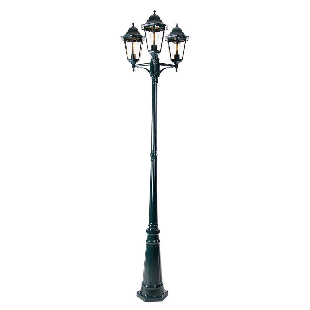 Qazqa classic-antique außen Laterne für den Garten - New Orleans - Grün, max. 60W, Geeignet für LED, 223cm, IP44, 3-flammig