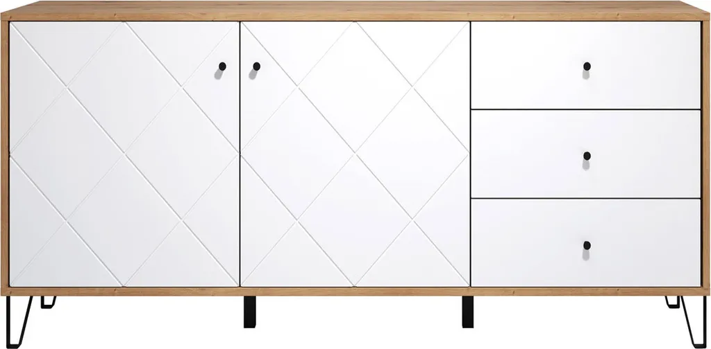 Buffet de cuisine Touch chêne et blanc mat - Idéal pour ranger la vaisselle