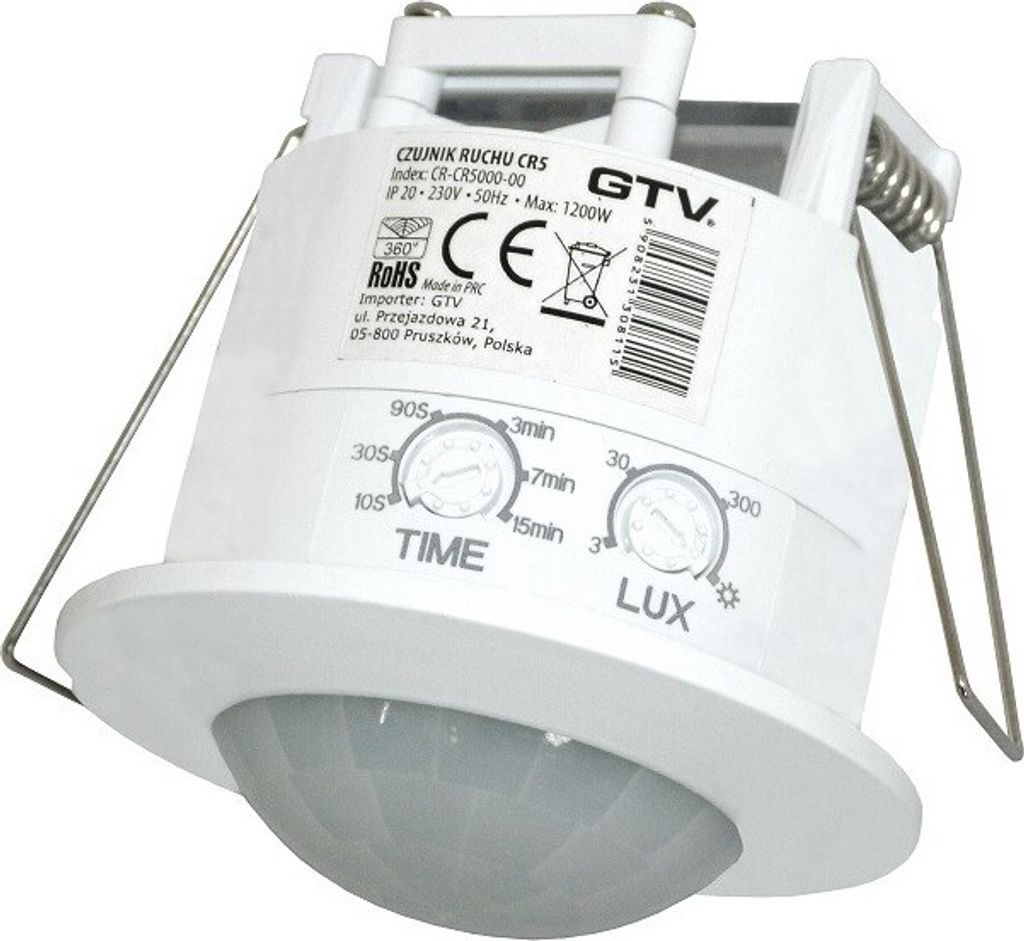Unterputz-Bewegungsmelder CR-5 weiß 360° Einbau Infrarot UP Produktbild 