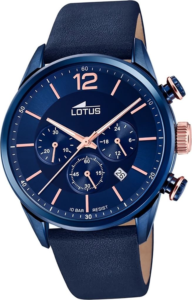 LOTUS Leder Herren Uhr 18681/2 Quarz Armbanduhr blau Sport Khrono D2UL18681/2