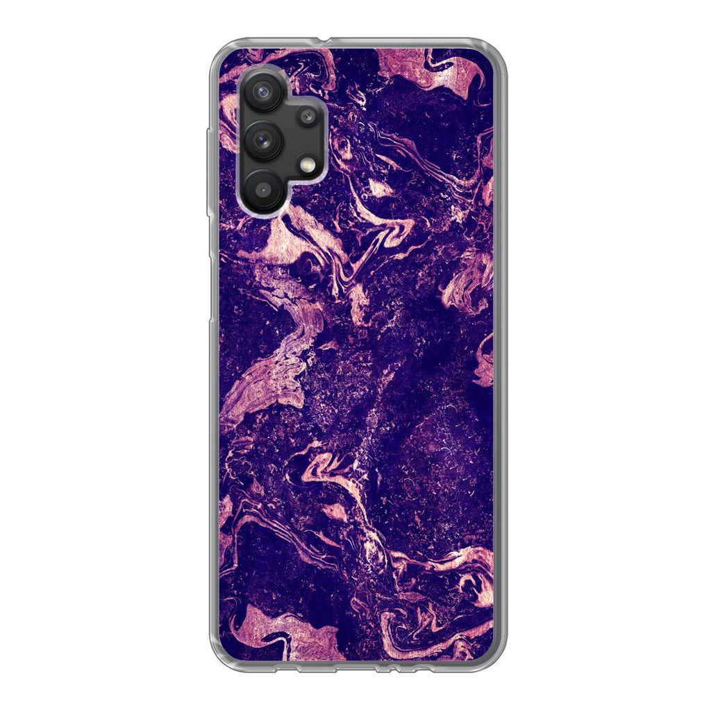 MuchoWow Handyhülle Schutzhülle Hülle für Samsung Galaxy A32 5G Marmor - Naturstein - Mineralien Silikon Softcase Handy Hülle - Softcase
