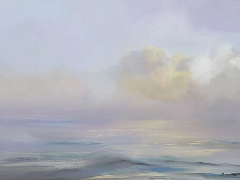 Toile Tide Sunset Dan Hobday PM5679 60x80 cm Finition Galerie Bleu Gris