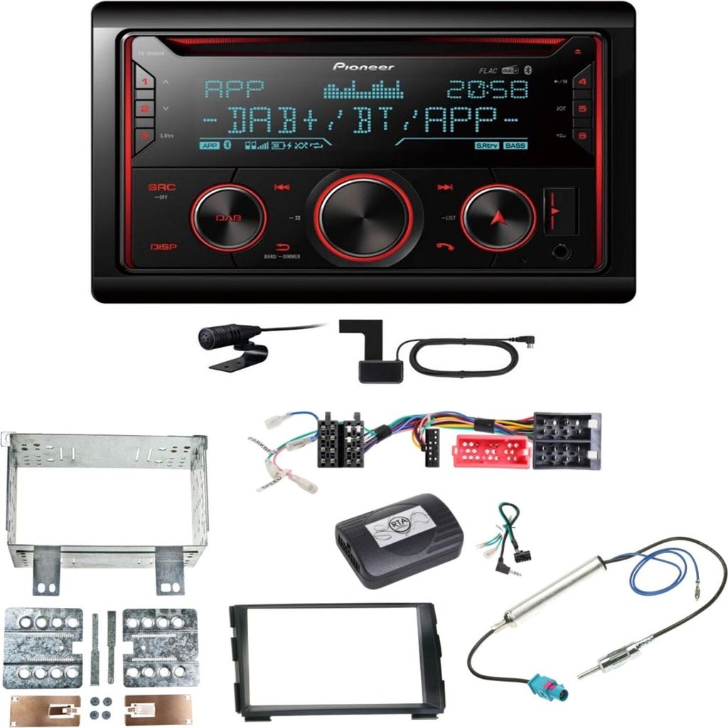 Pioneer FH-S820DAB Digitalradio Bluetooth FLAC USB CD Einbauset für Kia Cee'd ED