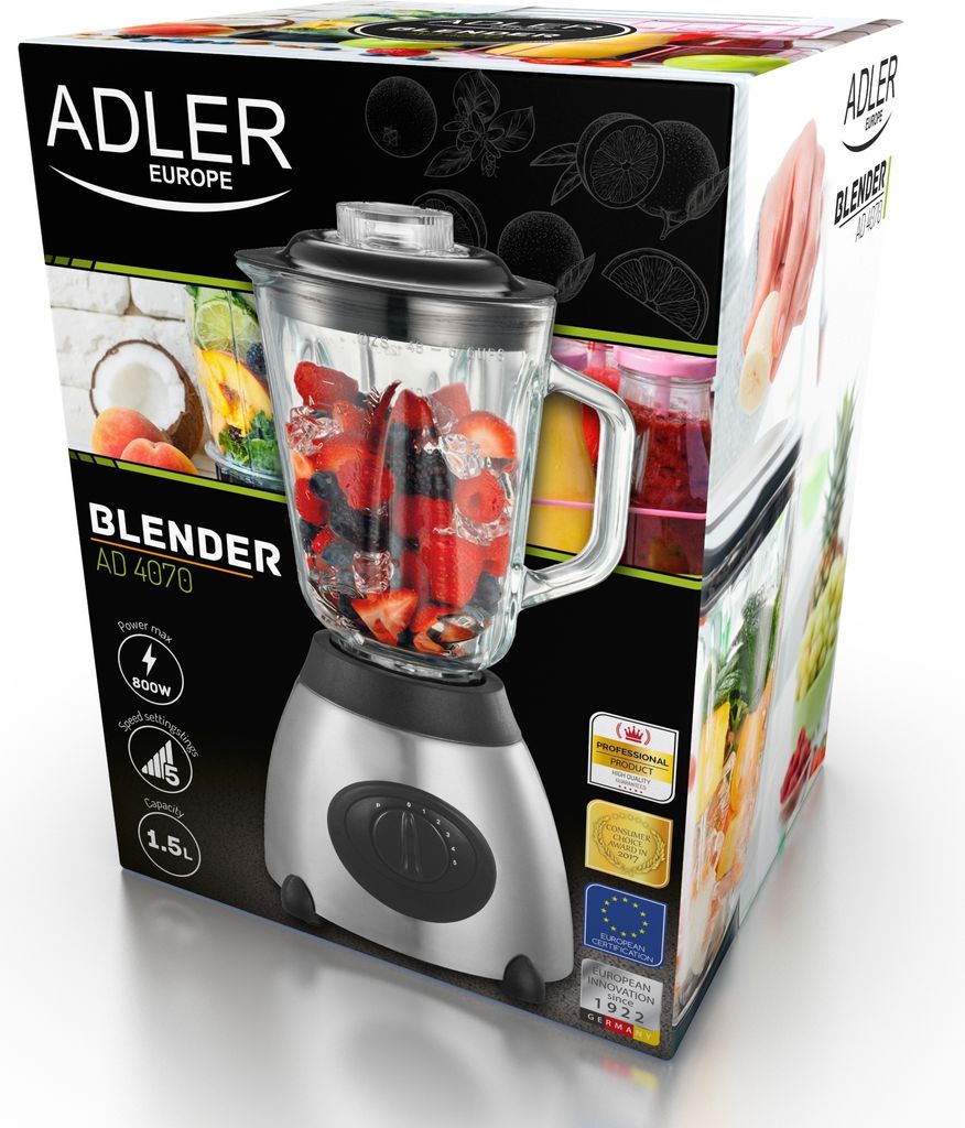 Adler AD 4070 Mixer 1,5 l Tischplatten-Mixer Schwarz, Zdjęcie produktu 8