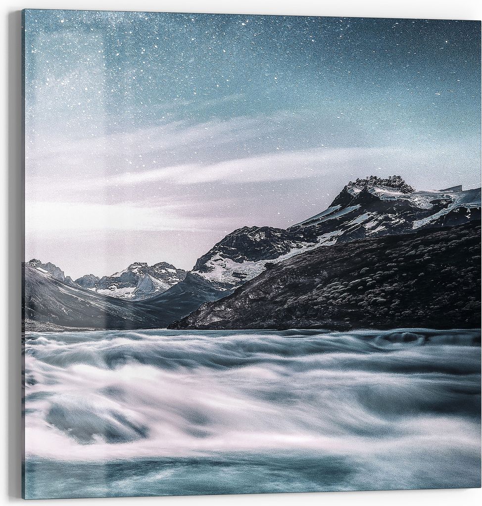 DEQORI Glasbild Echtglas 30x30 cm 'Fluss der Sterne' Wandbild Bild modern Deko