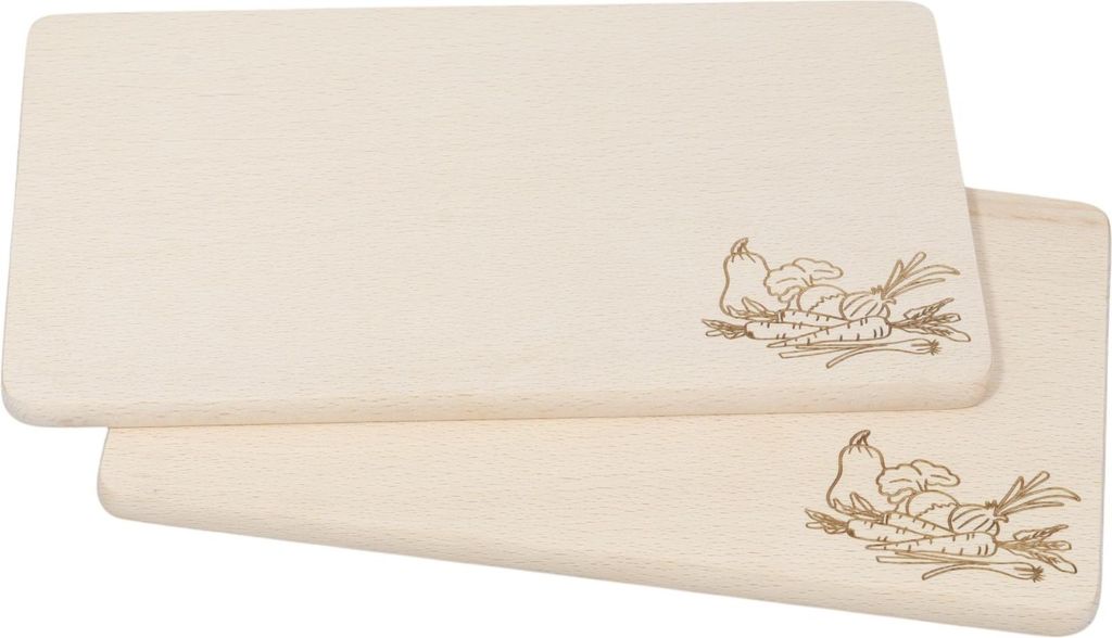 SCHNEIDEBRETT MINI MIT GRAVUR GEMÜSE KÜCHENHOLZ 22x12x1cm 2 Stück