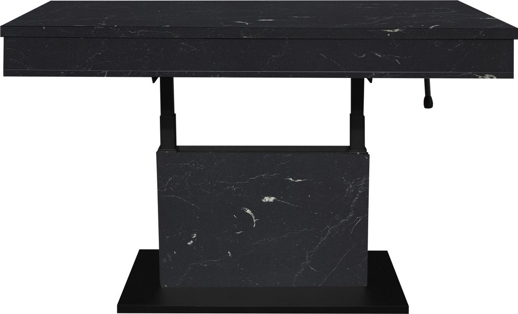 Couchtisch >Lift< verstellbar, keramik optik schwarz / schwarz - 110x58/77x60cm (BxHxT)