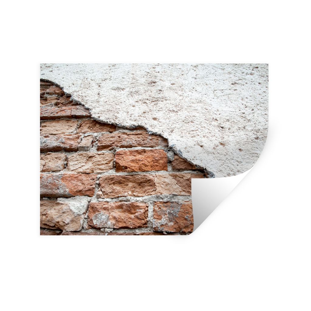 MuchoWow Wandtattoo Wandsticker Wandaufkleber Gips - Stein - Mauer - Ziegel 120x90 cm Selbstklebend und Repositionierbar - Aufkleber
