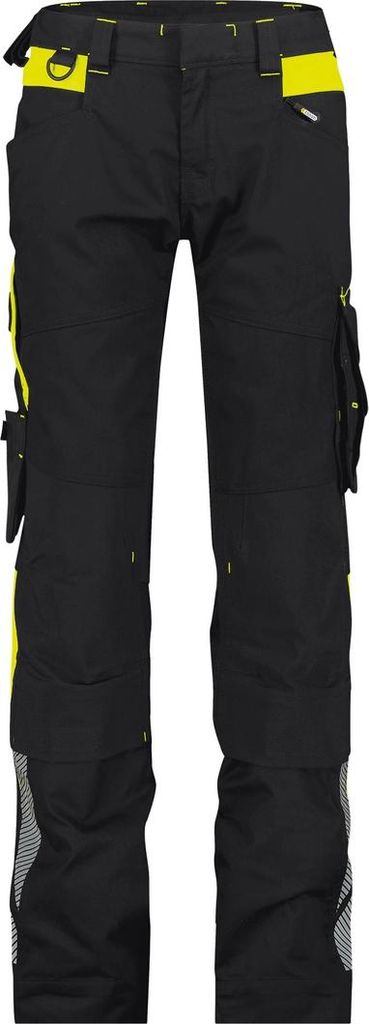 DASSY Canton Women Stretch-Arbeitshose mit Kniepolstertaschen für Damen Schwarz/Neongelb 34