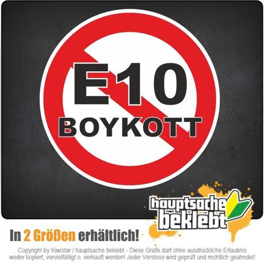 Kiwistar - Autoaufkleber - 10x10 cm - außen klebendKiwistar Autoaufkleber - E10 Boykott Auto, Laptop, Fahrrad, LKW, Motorrad Aufkleber Mehrfarbig ...