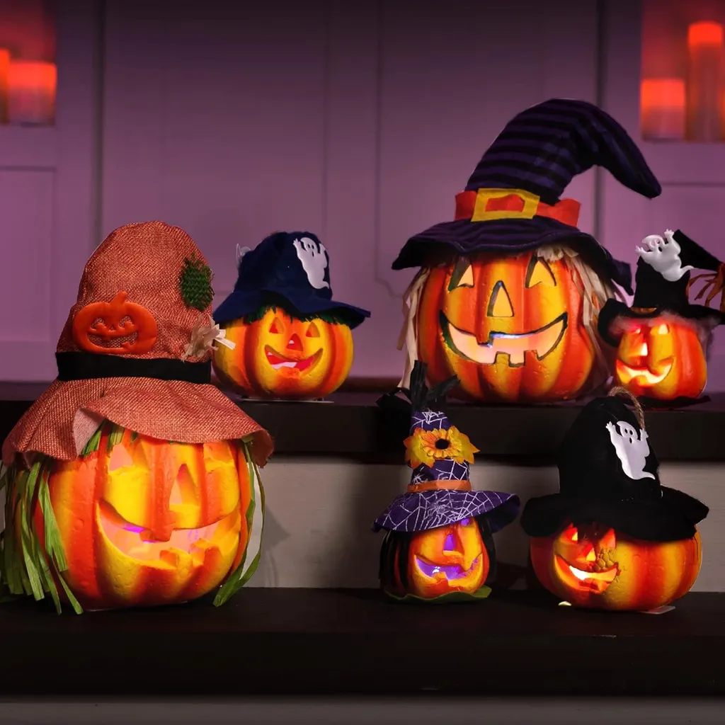 Citrouille LED Halloween Jack O'Lantern Lumineuse pour Table Intérieure