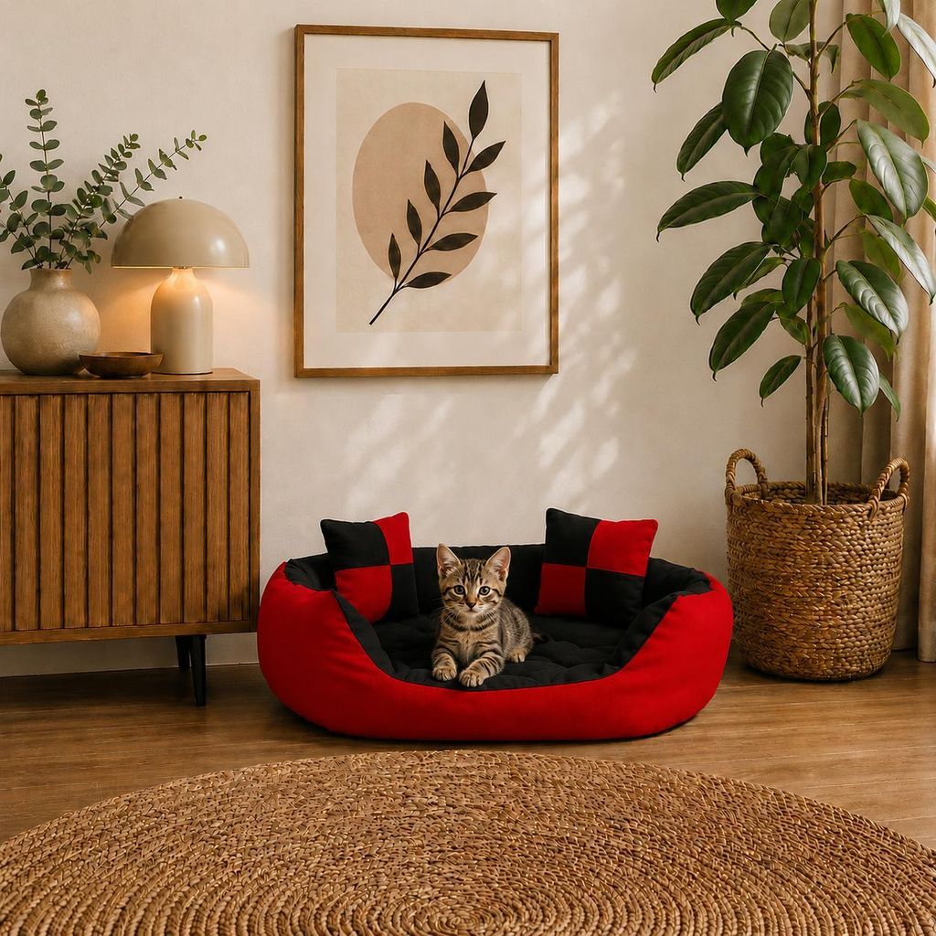 belviona Katzenkörbchen 4-in-1, wendbares Katzenbett mit Produktbild  KI-generiertes Bild