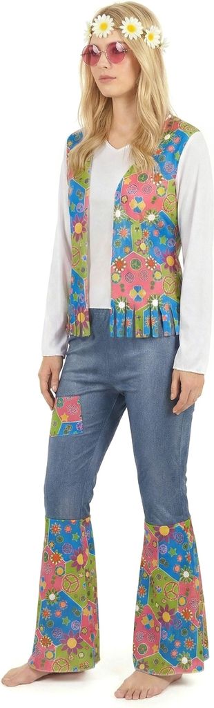 Hippiekostüm für Frauen bunt Small