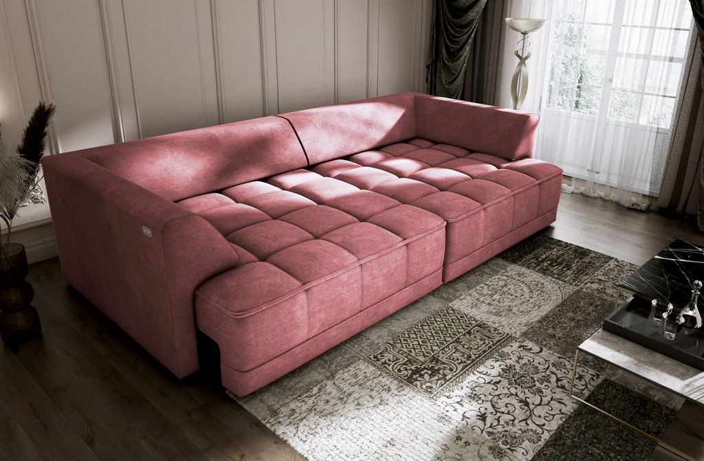 DOMO-HOME Big Sofa TIGA mit Elektrisch Ausziehbaren Sitzflächen 302x136cm| Stilvolle und | Moderne Design für Ihr Wohnzimmer | Komfortable Schlaf...