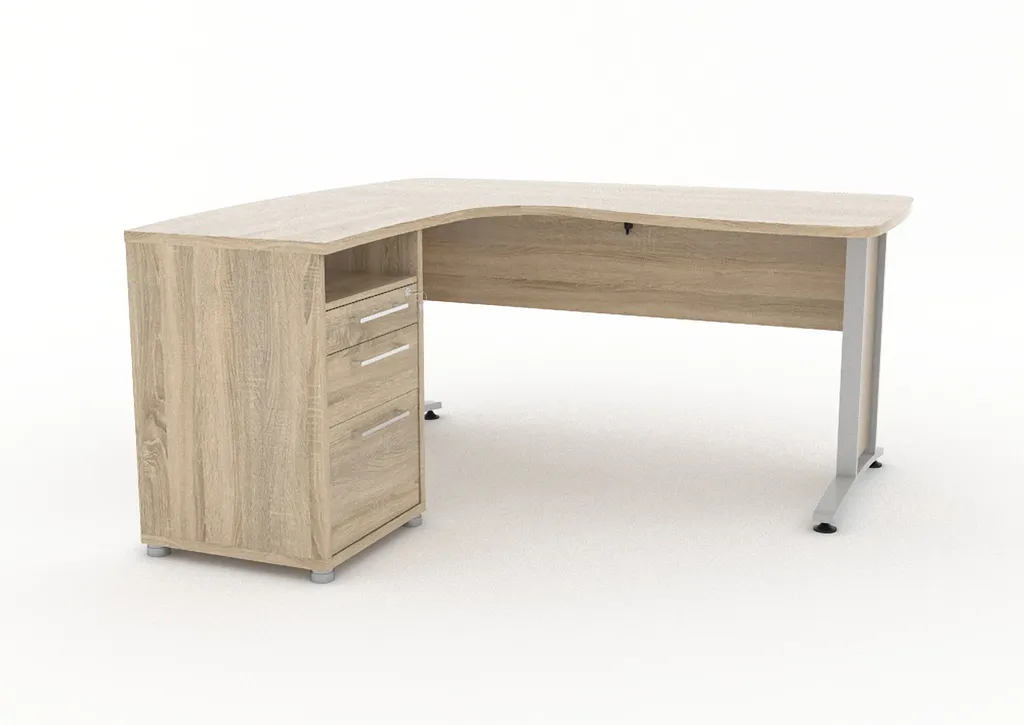 Bureau d'angle Prima Idéal pour Télétravail : Chêne avec Rangements - 6