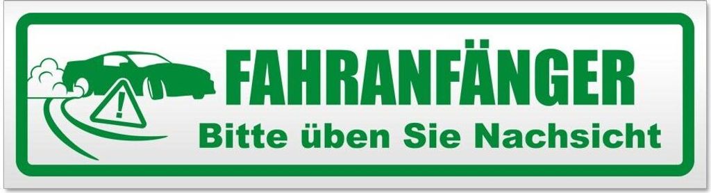 Kiwistar - Autoaufkleber - Grün - 30 x 8 cm - Fahranfänger Nachsicht - Hinweis Aufkleber Sticker für Auto, Kfz, Fahrrad, PKW, LKW