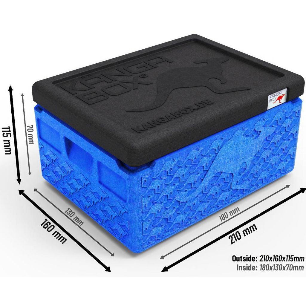 KÄNGABOX® Mini scatola termica fredda e calda, 1,5 l, colore nero, ideale come contenitore per il pranzo o contenitore per il pranzo, coperchio ultraleggero e con chiusura perfetta, superficie