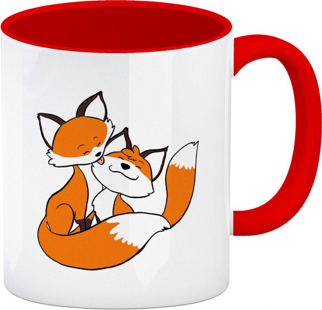 Beste Mama der Welt Kaffeebecher Rot mit Füchsen