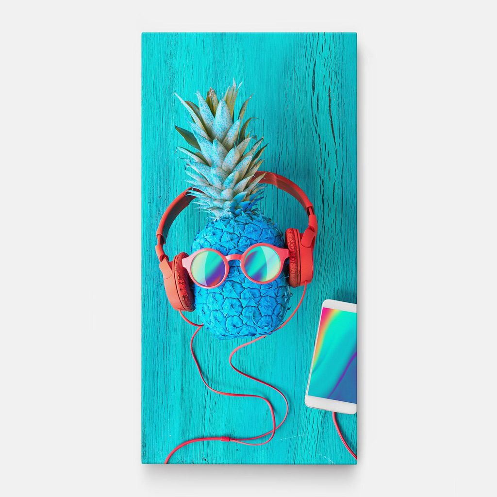 ARTHUB Leinwandbild 60x120 cm, Blue Pineapple | Wohnzimmerdekoration, Hängende Bilder, Wanddekoration, Heimdekoration, Landschaften, Sommer