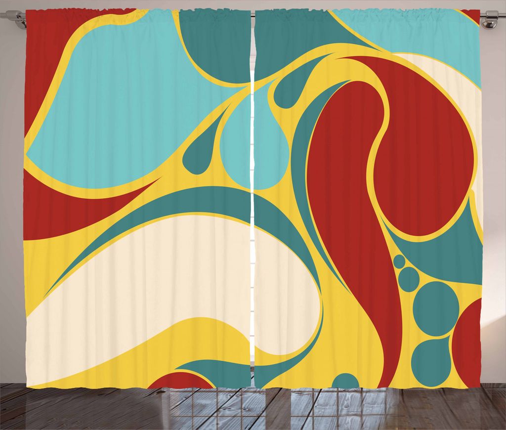 ABAKUHAUS urban Graffiti Rustikaler Vorhang, Wasser Marbling, Wohnzimmer Universalband Gardinen mit Schlaufen und Haken, 280 x 245 cm, Mehrfarbig