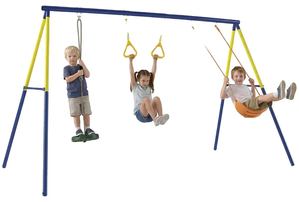 Balançoire pour enfants multicolore 285x160x181 cm en acier résistant