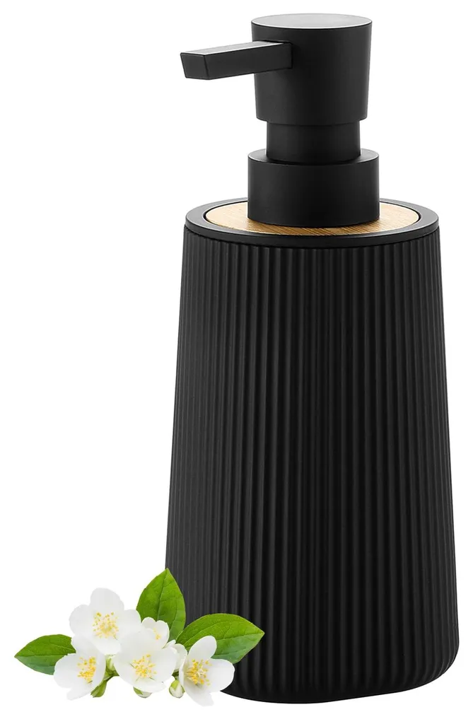 Distributeur de liquide vaisselle moderne en bambou noir de 350ml