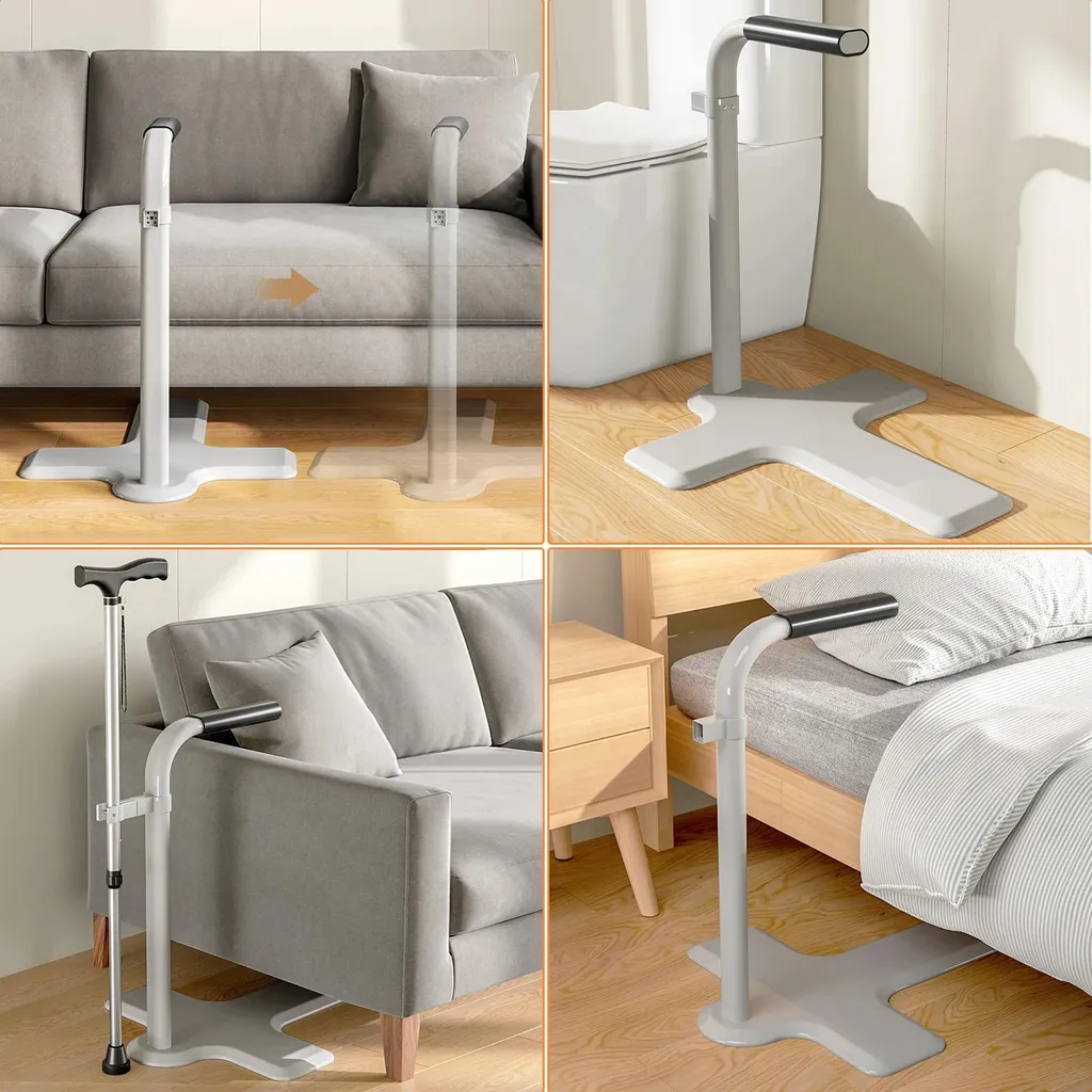 Appui de sortie de lit pour senior barre de soutien ajustable blanche - 2