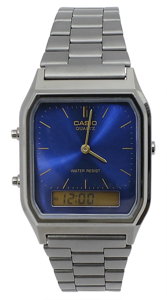Casio Vintage Armbanduhr digital analog Edelstahl grau Produktbild 