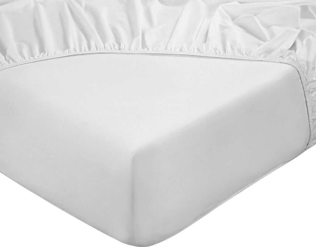 DoubleDry Spannbettlaken 90x200 cm - 100% Baumwolle - Spannbetttuch - Gummiband rundum - 28 cm Steg - Weiß