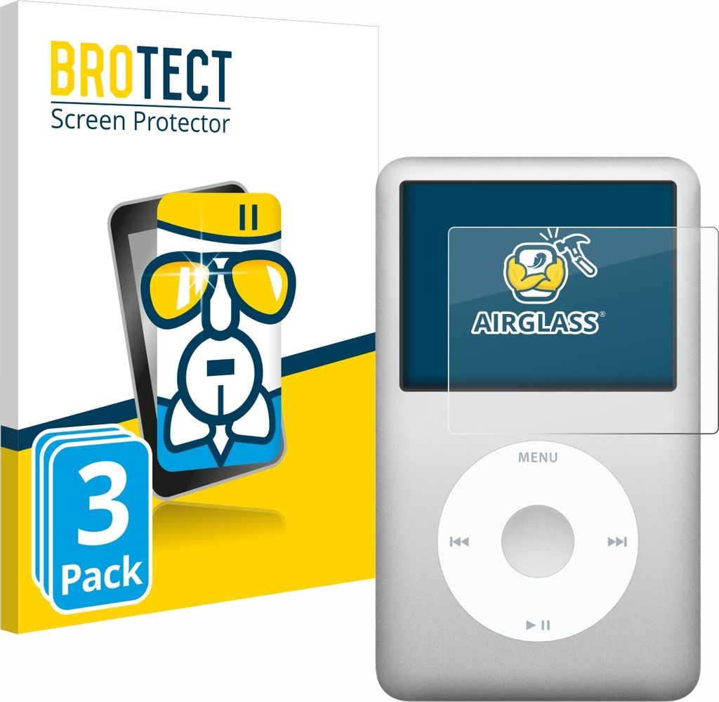 3x BROTECT Schutzglas für iPod classic Gen 5-7 Schutzfolie Panzer Folie Glas Display Schutz klar