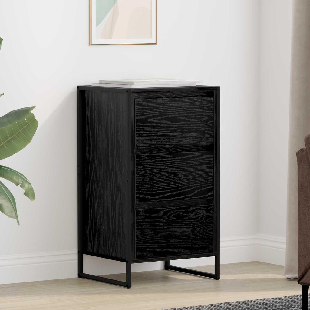 vidaXL Sideboard Schwarz Eichen-Optik 42 x 36 x 75,5 cm Holzwerkstoff